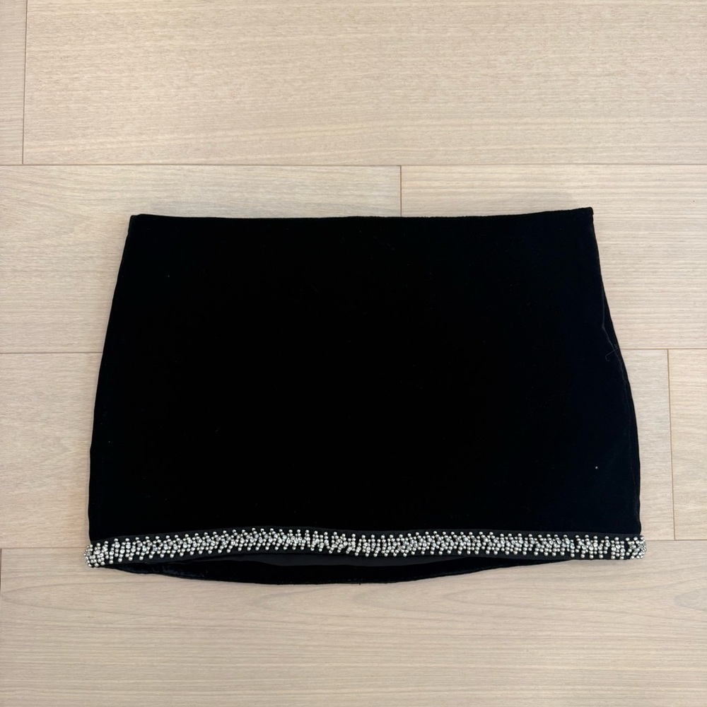 Zara Black Velvet Mini Skirt